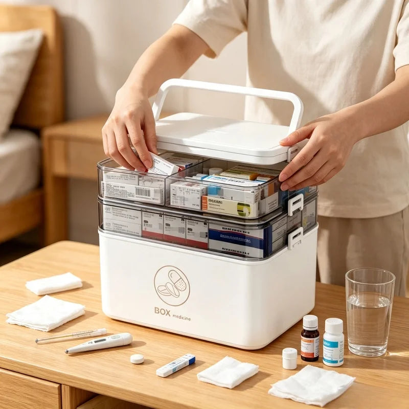 3-Tier Family Medicine Storage Box | First Aid Organizer Medicine Storage Box Axl