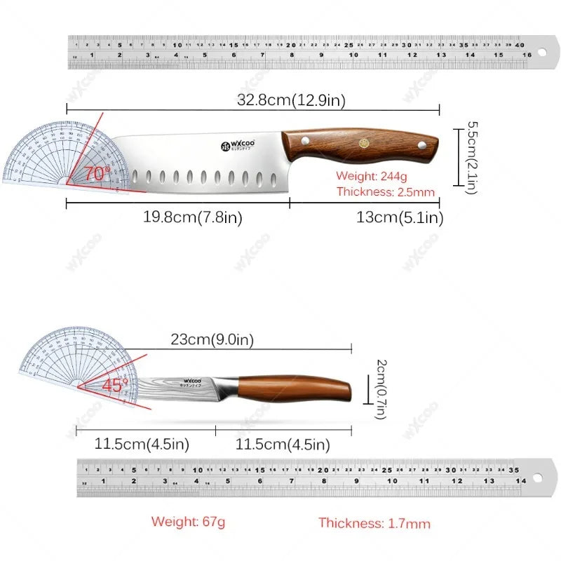 WXCOO Stainless Steel Santoku Knife – Pro Chef Kitchen Knife Santoku Chef Knife Axl
