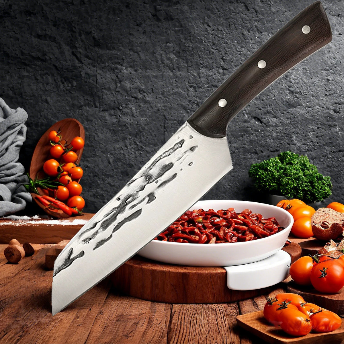 Japanese Forged Stainless Steel Chef Knife – Wood Handle Chef Knife Axl Knives