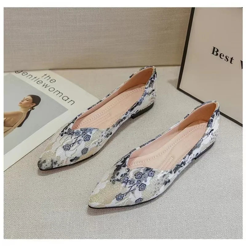Women's Soft-Sole Pointed Toe Flat Slip-On Shoes | Elegant Women's Flat Shoes Axl