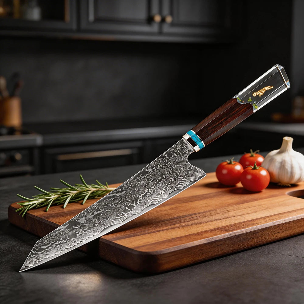 XITUO Damascus 8" Kiritsuke Chef Knife – Hand Forged Carbon Steel Damascus Chef Knife Axl
