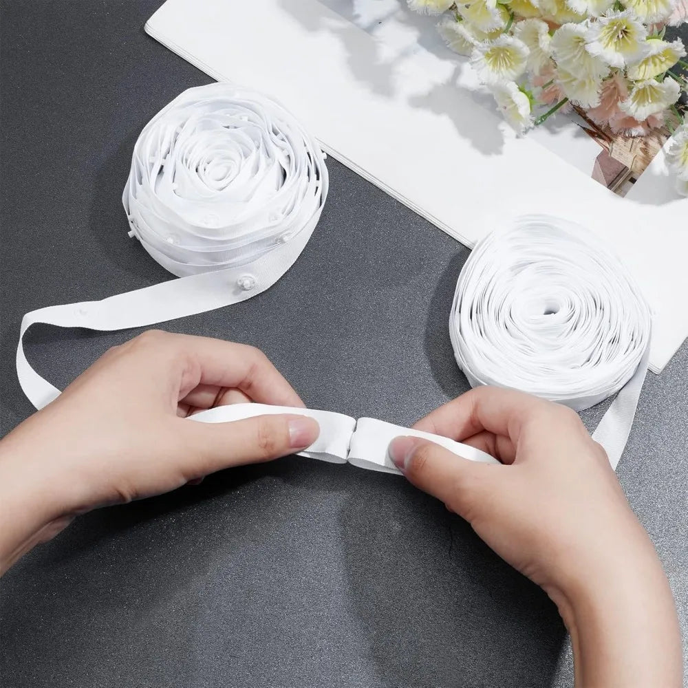 White Snap Button Tape 18mm 10 Yards – Polyester Ribbon Set Sewing Snap Tape Axl