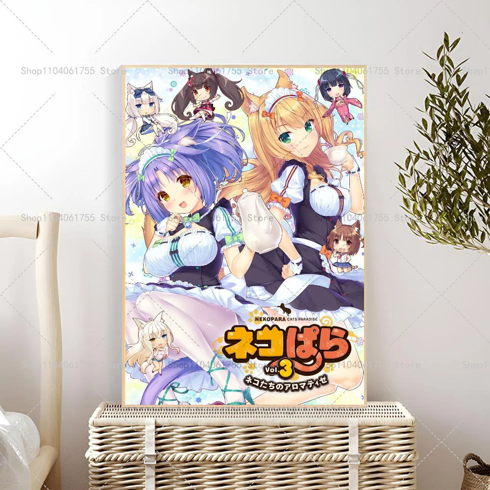Nekopara Anime Poster – Waterproof Self-Adhesive Wall Sticker Anime Wall Poster Axl z1 30x42cm No Frame