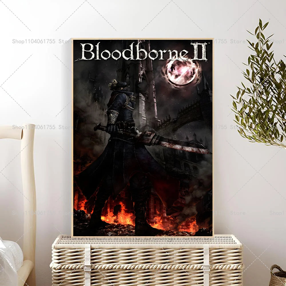 Bloodborne Game Poster – Waterproof Self-Adhesive Wall Art Sticker Wall Art Poster Axl z1 10x15cm No Frame