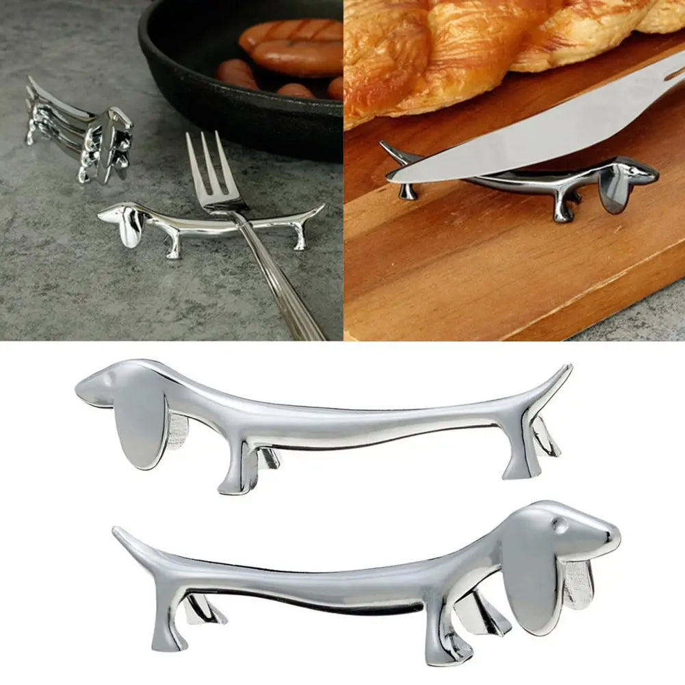 Dog-Shaped Stainless Steel Chopstick & Utensil Rest Utensil Rest Axl
