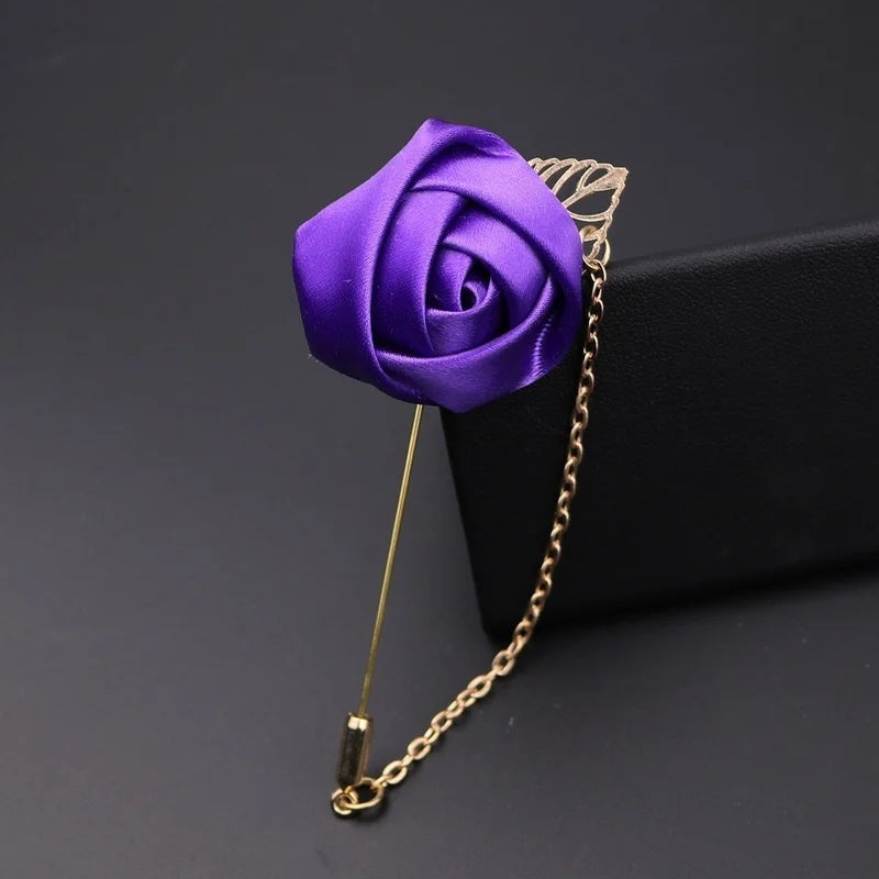 Rose Flower Brooch Pin – Fabric Yarn Floral Lapel Pin Unisex Floral Brooch Pin Axl
