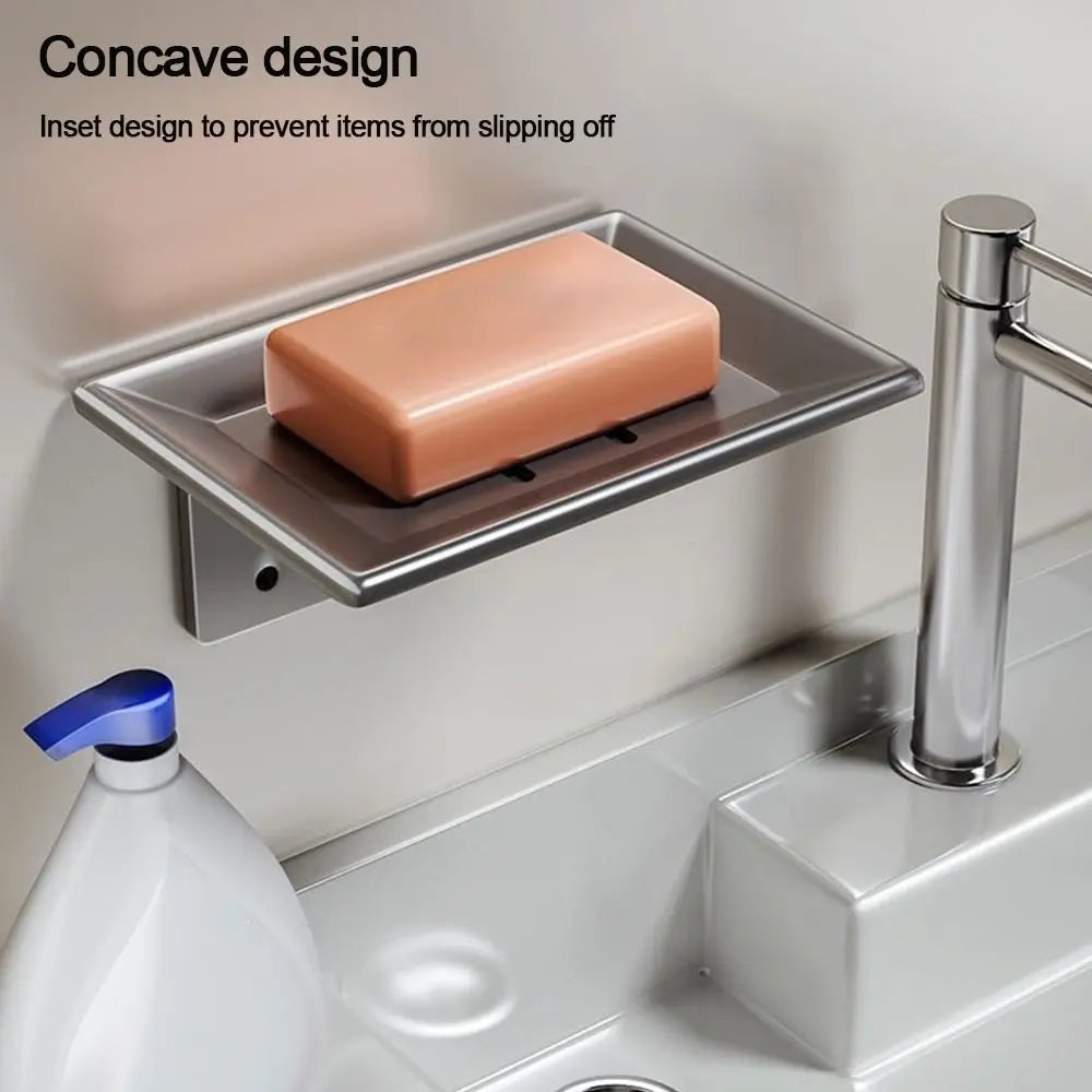 No-Drill Wall Mounted Soap Dish – Space Aluminum Organizer Soap Dish Holder Axl
