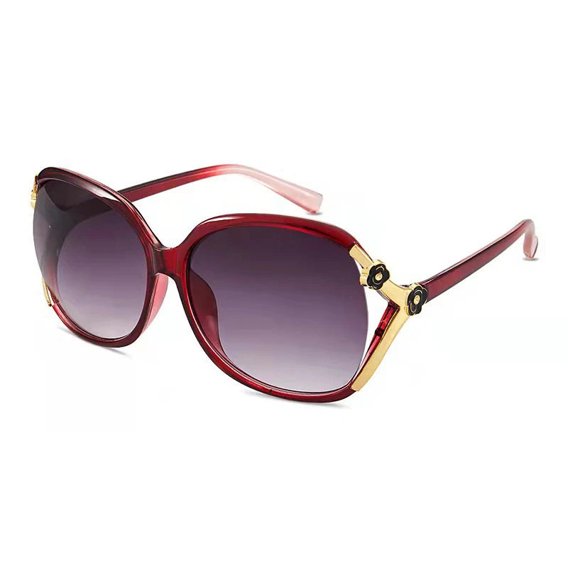 Women's Large Frame Camellia Fashion Sunglasses | Anti-Glare Fashion Sunglasses Axl Red film