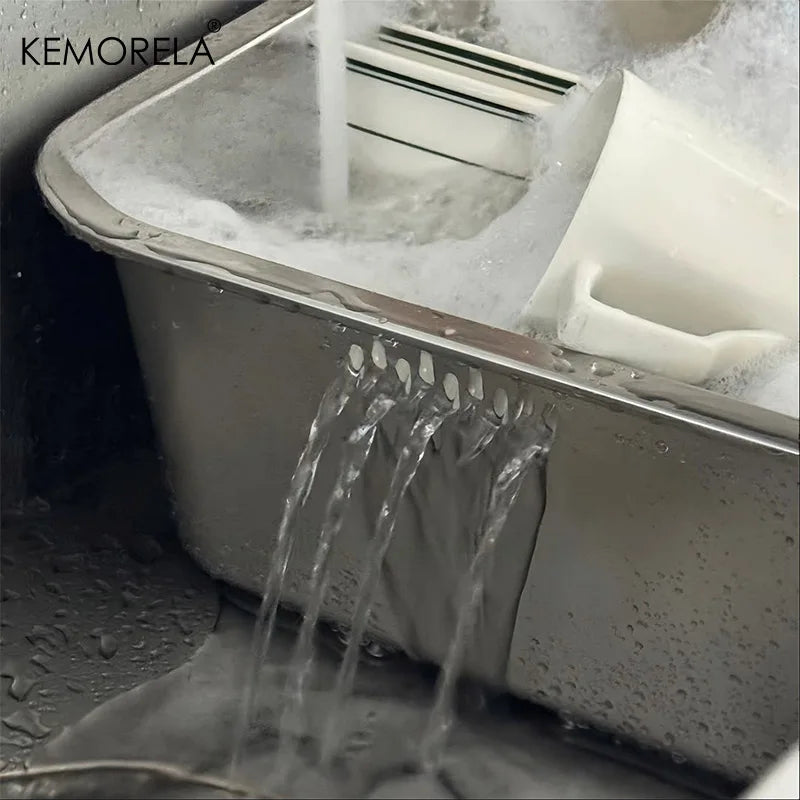 KEMORELA 10L Stainless Steel Washing Bowl with Filter Screen Kitchen Colander Basin Axl