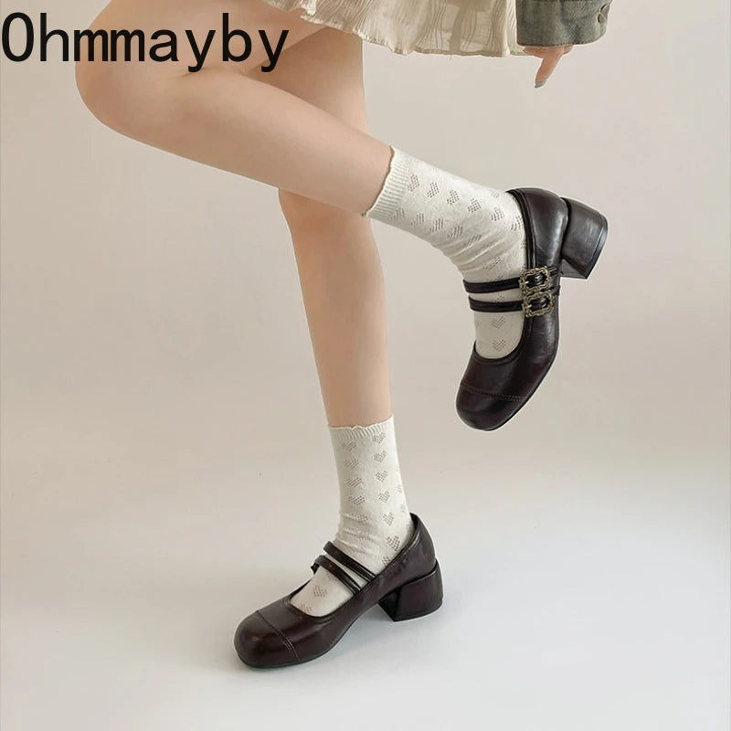 Vintage Mary Jane Pumps – Square Heel & Metal Buckle Strap Mary Jane Pumps Axl