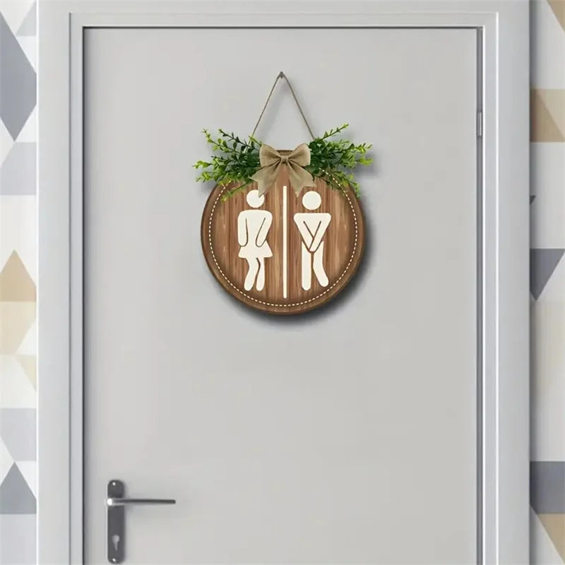 Rustic Round Wooden Sign – Funny Bathroom & Laundry Wall Decor Wooden Wall Sign Axl