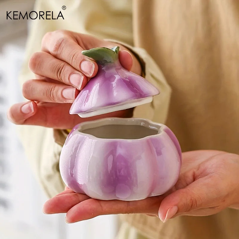 Purple Ceramic Garlic Storage Jar – Airtight Kitchen Container Ceramic Storage Jar Axl