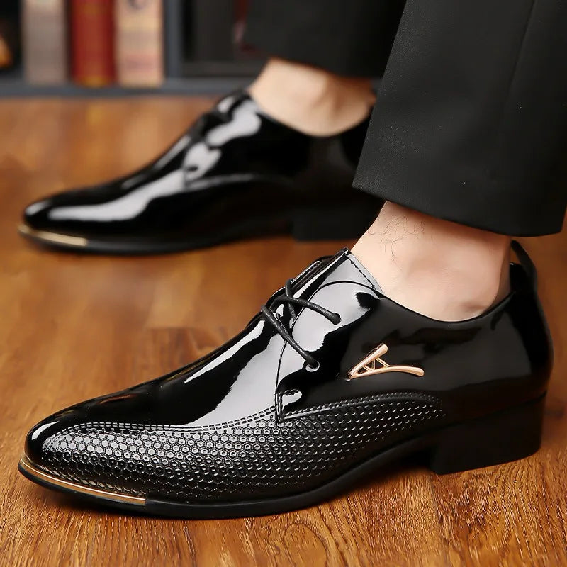 Men's Pointed-Toe Business Dress Shoes – Shiny Formal, Plus Size Men's Dress Shoes Axl