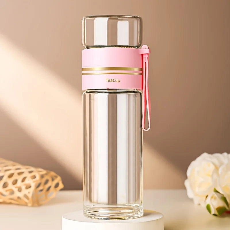 520ml Double-Wall Glass Tea Infuser Mug | Borosilicate Glass Tea Infuser Mug Axl Pink 500ML