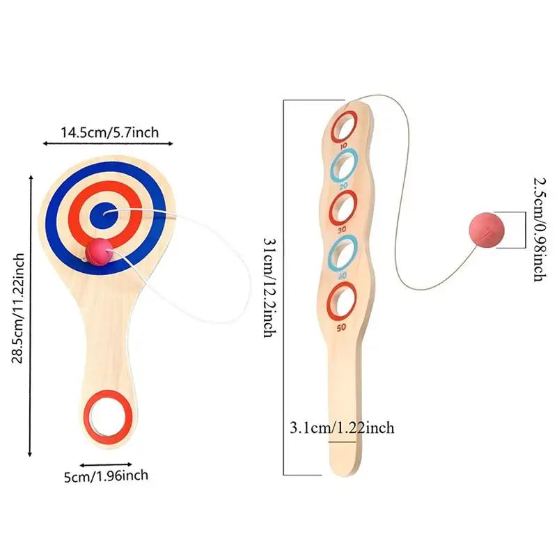 Wooden Paddle Ball Set – Elastic String Hand-Eye Coordination Toy Paddle Ball Toy Axl
