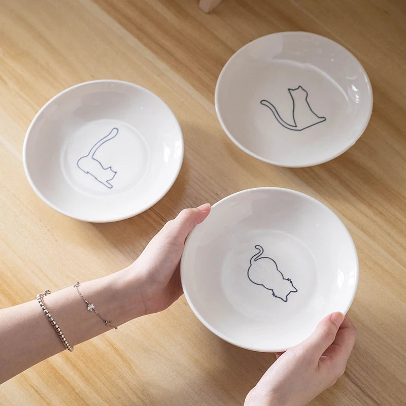 Ceramic Cat Food Bowl with Anti-Slip Silicone Pad Cat Food Bowl Axl