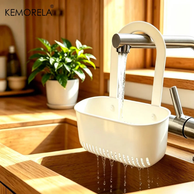 KEMORELA No-Drill Sink Draining Basket – Kitchen & Bathroom Sink Draining Basket Axl