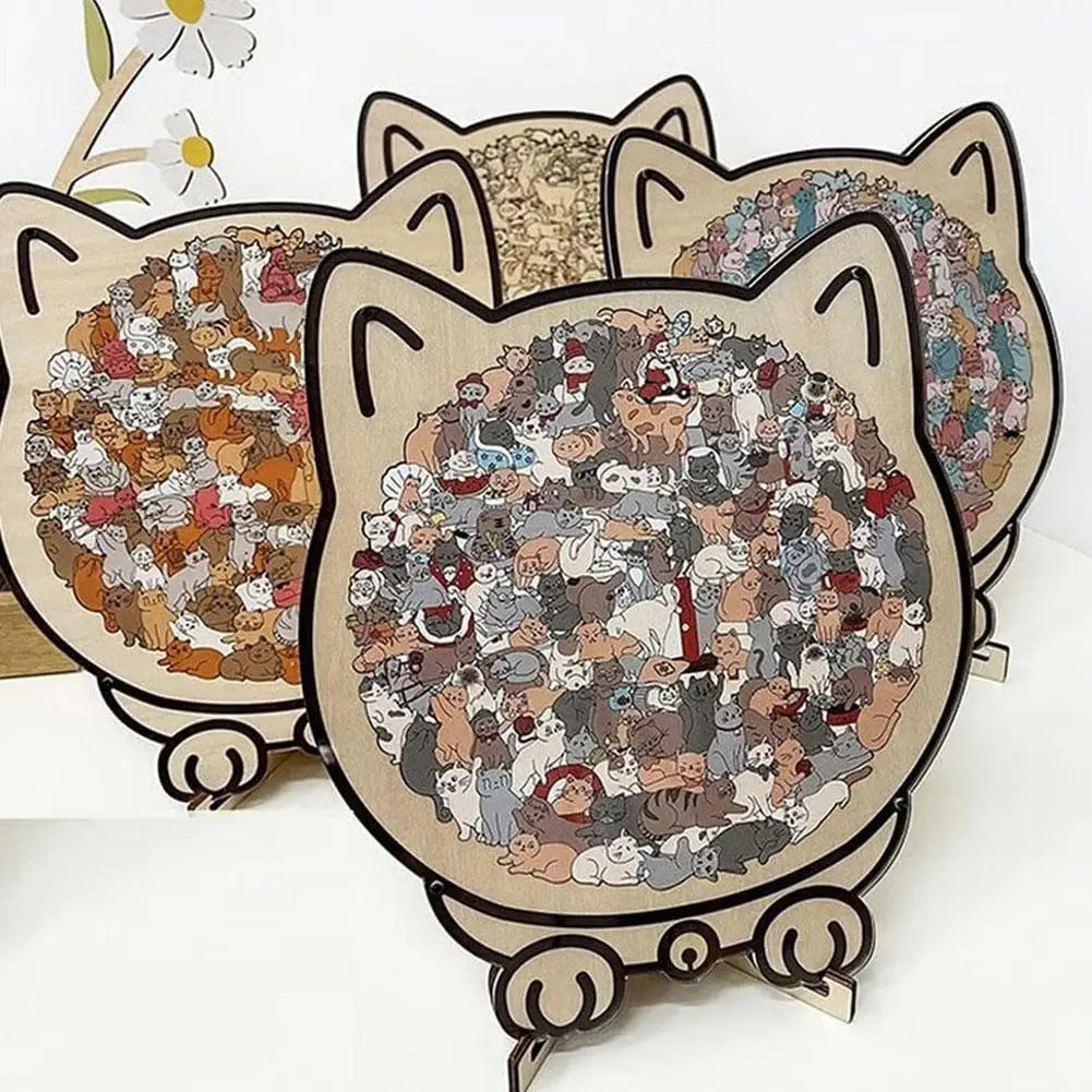 135-Piece Cat Shaped Wooden Jigsaw Puzzle | Morandi Colors Wooden Jigsaw Puzzle Axl