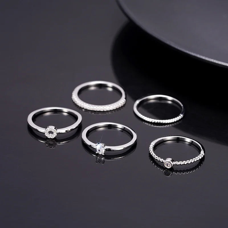 Huitan 5-Pc Cubic Zirconia Bridal Ring Set – Gold & Silver Bridal Ring Set Axl