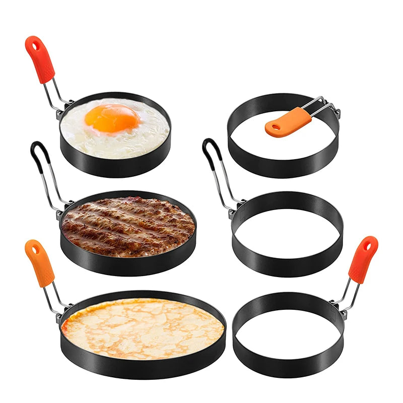 Stainless Steel Egg & Pancake Ring Molds – 4-Size Nonstick Set Egg & Pancake Rings Axl