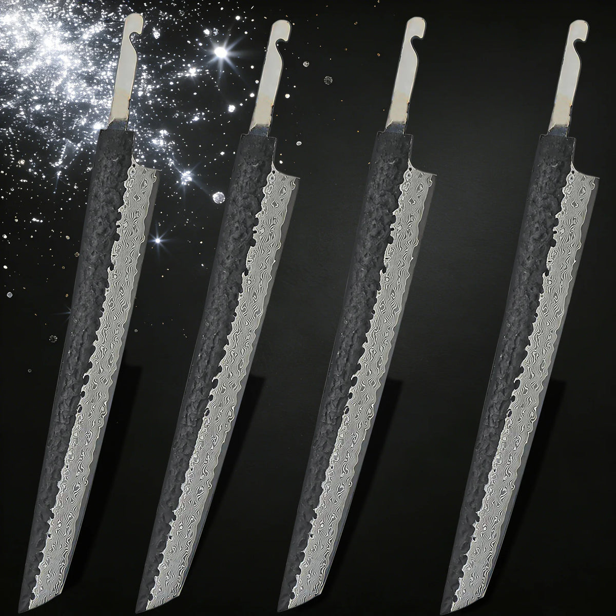 Damascus Steel Kiritsuke Knife Blade – DIY Chef Knife Making Damascus Knife Blade Axl Blade-D-4PCS
