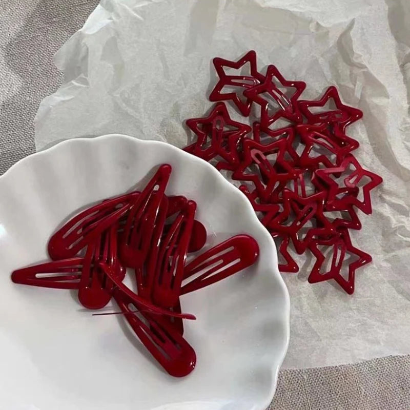 5-Pack Red Star Metal Snap Hair Clips – Fashion Barrettes Hair Clips Barrettes Axl