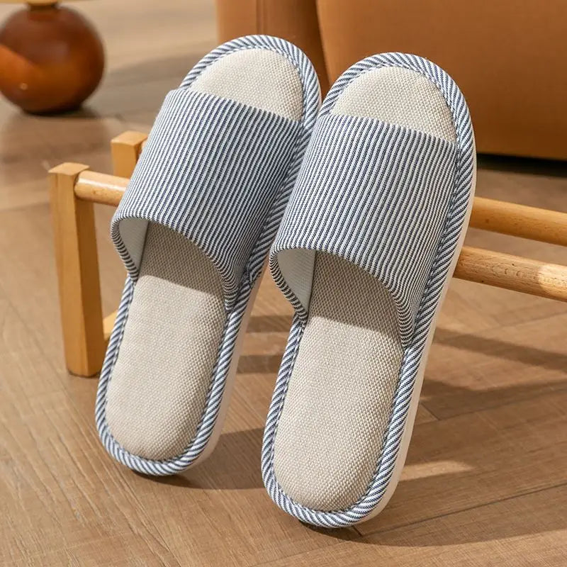 Four Season Linen House Slippers – Unisex Indoor Slides House Slippers Axl Navy Blue 40-41