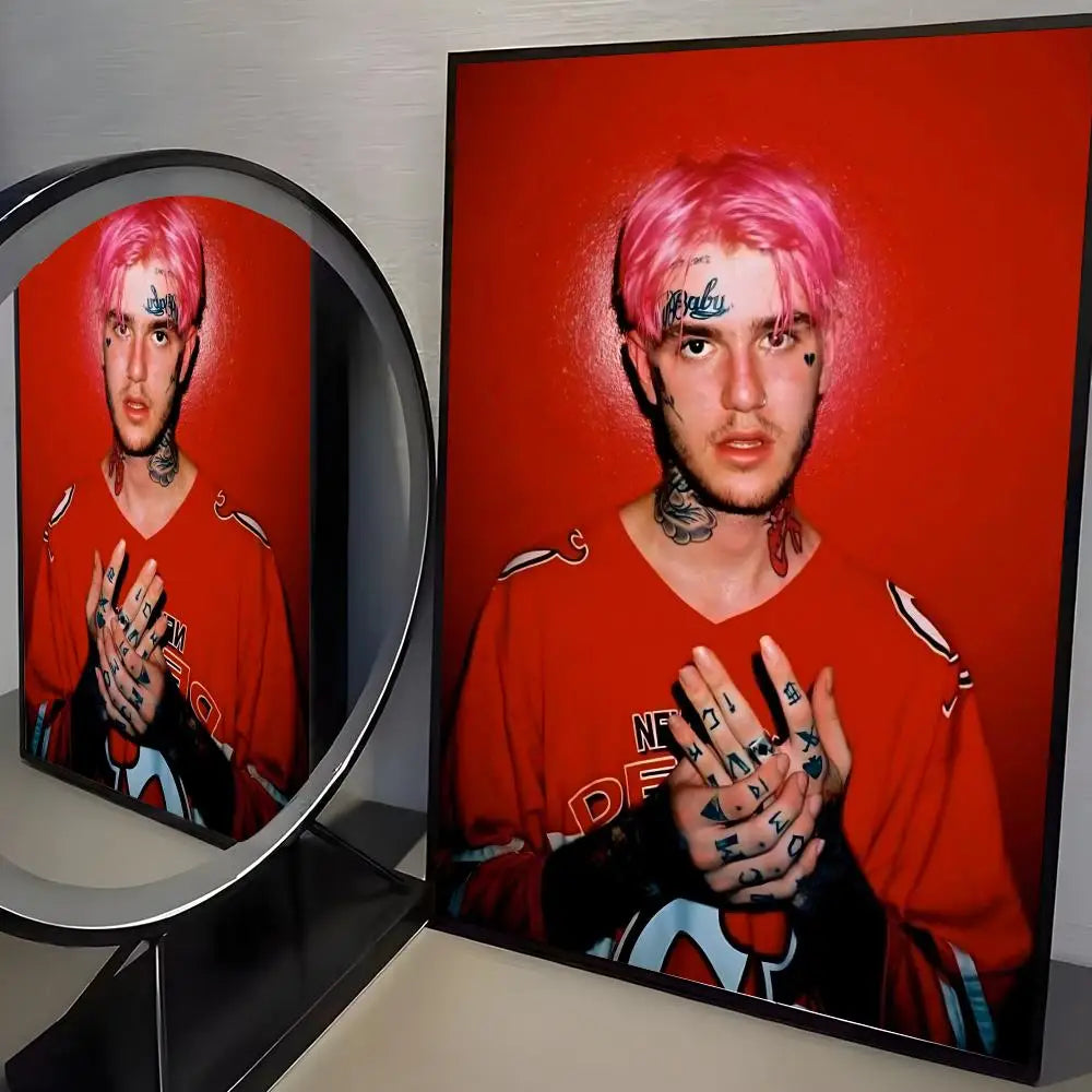 Lil Peep Self-Adhesive Wall Poster – Modern Music Art Sticker Wall Art Poster Axl Black1 15X20cmNoframe
