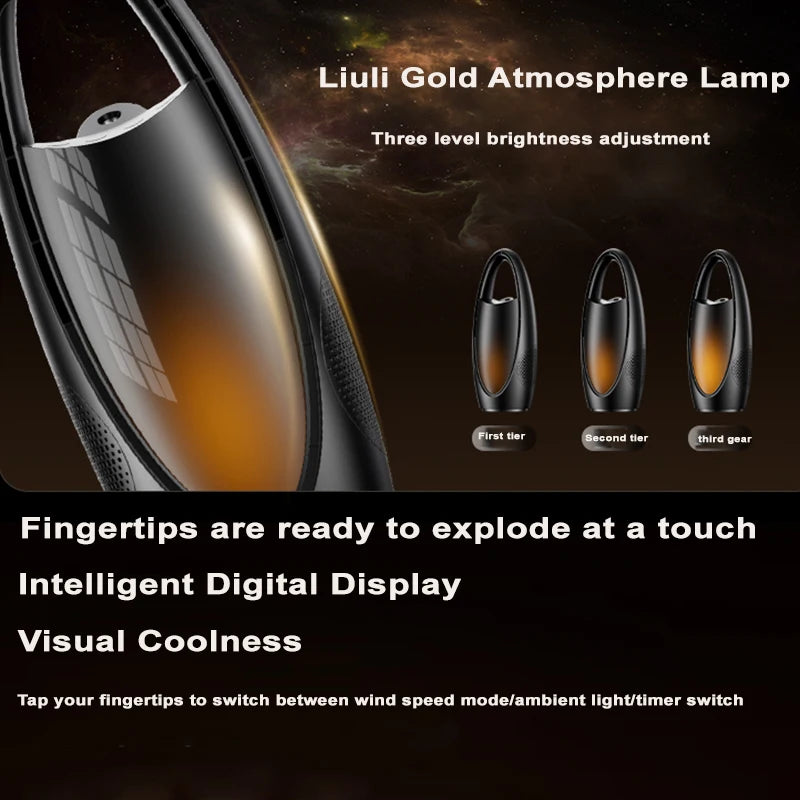 USB Bladeless Fan – 9-Speed, Mist, 9-Hr Timer & Ambient Light Bladeless Desktop Fan Axl