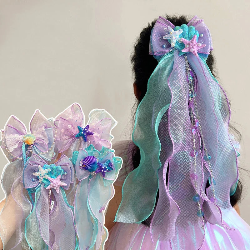 Mermaid Princess Bow Hair Clip – Girls Braided Hair Accessory Hair Clip Accessory Axl