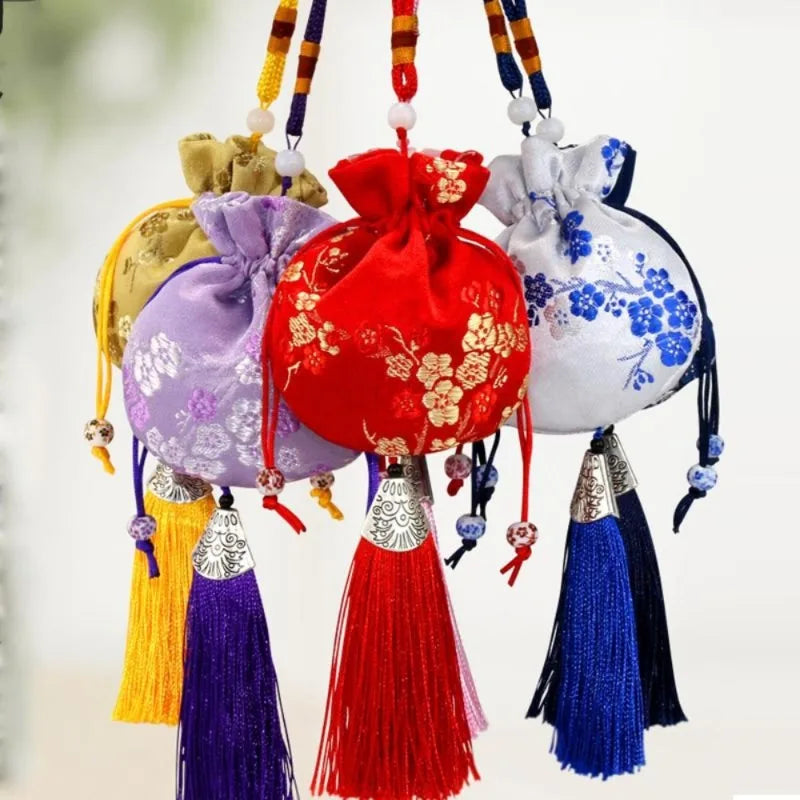 Vintage Brocade Sachet Bag – Hanfu Tassel Car Hang & Storage Decorative Sachet Pouch Axl