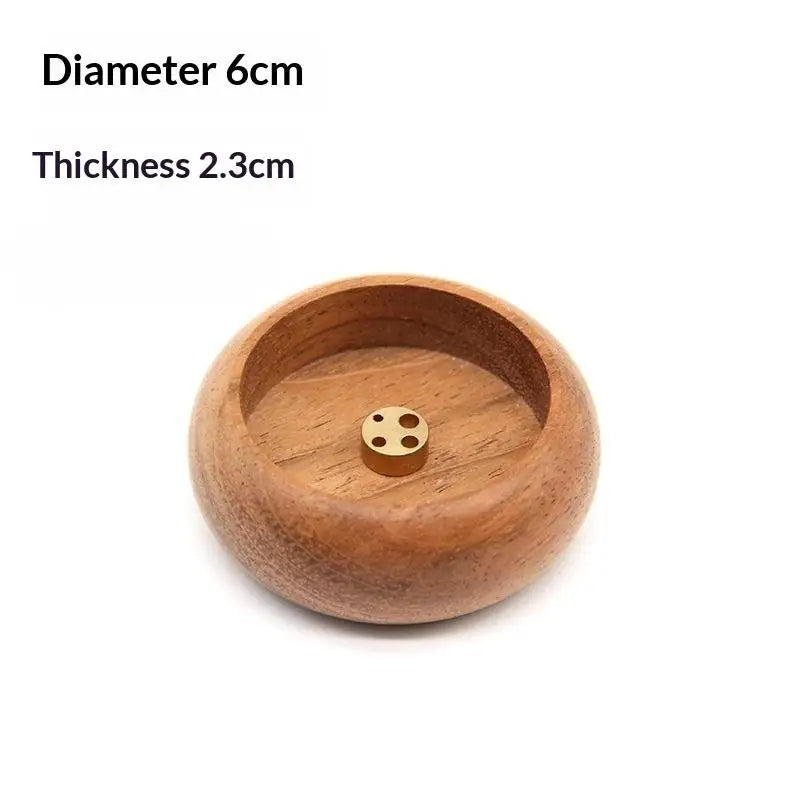 Round Black Walnut Wood Incense Stick Holder – Agarwood Tray Incense Holder Axl A3