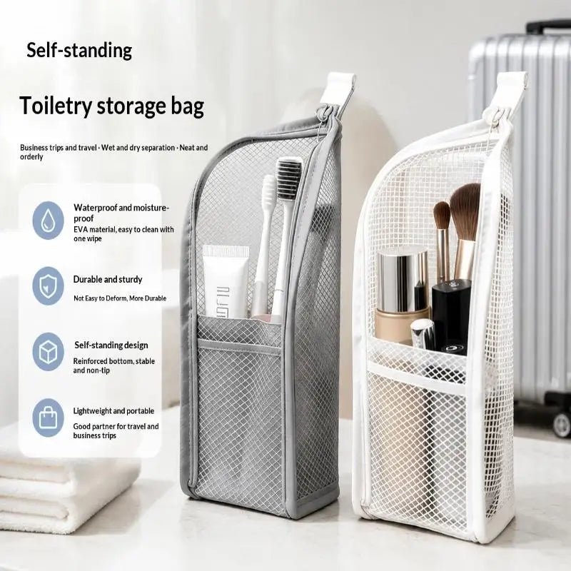 Breathable Mesh Travel Toiletry Bag | Stand-Up Multi-Pocket Travel Toiletry Bag Axl