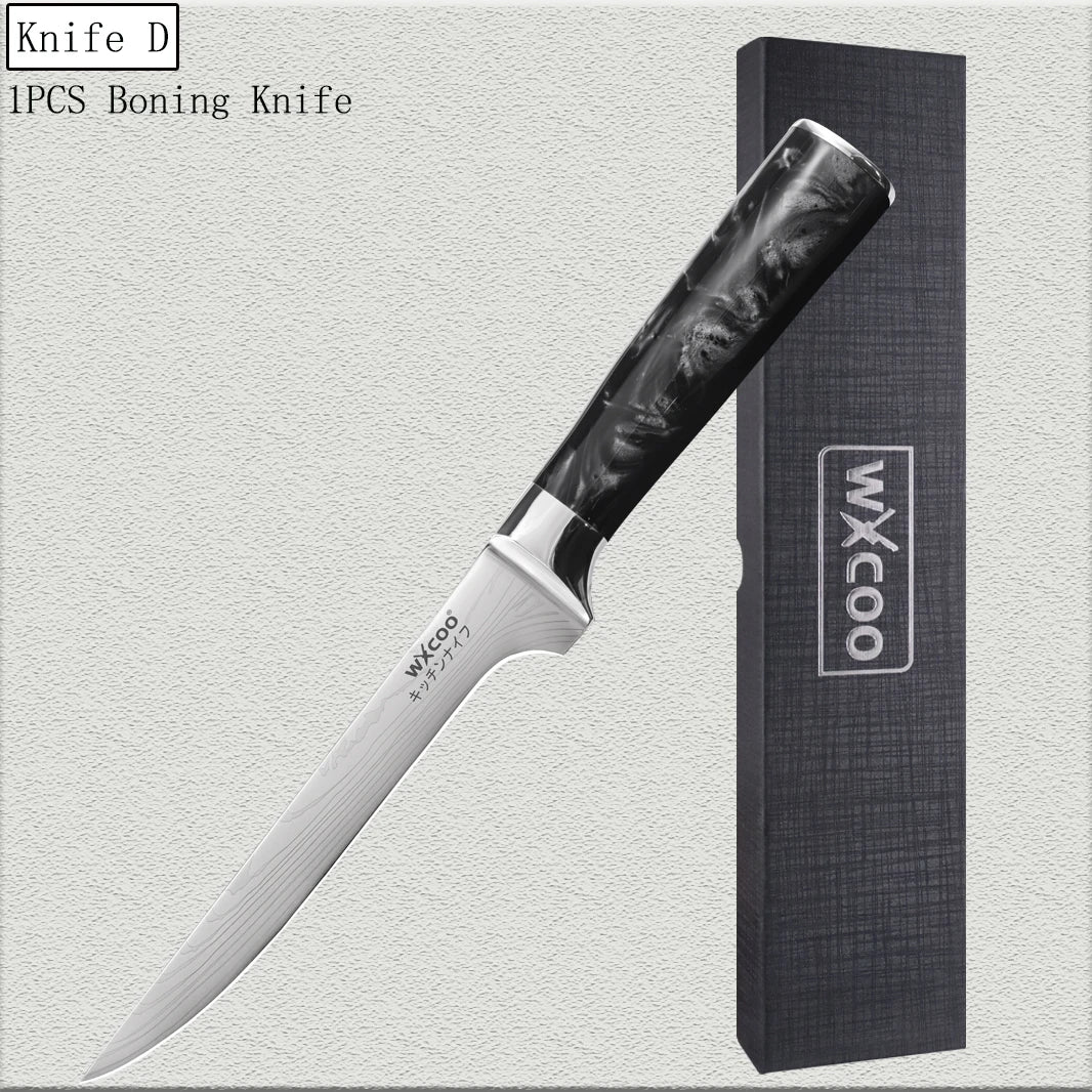 WXCOO Chef's Knife Set – Stainless Steel Kitchen Knives & Gift Box Kitchen Knife Set Axl Knife D