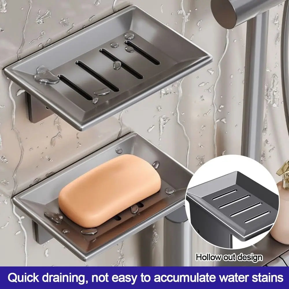 No-Drill Wall Mounted Soap Dish – Space Aluminum Organizer Soap Dish Holder Axl