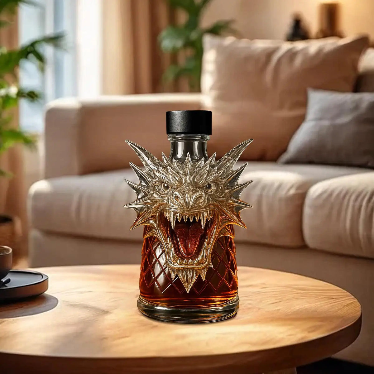 Clear Glass Dragon Decanter – Novelty Collectible Liquor Bottle Glass Decanter Axl