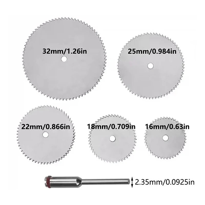 6-Pc Stainless Steel Cutting Disc Set for Rotary Tools 16–32mm Rotary Tool Blades Axl Default Title
