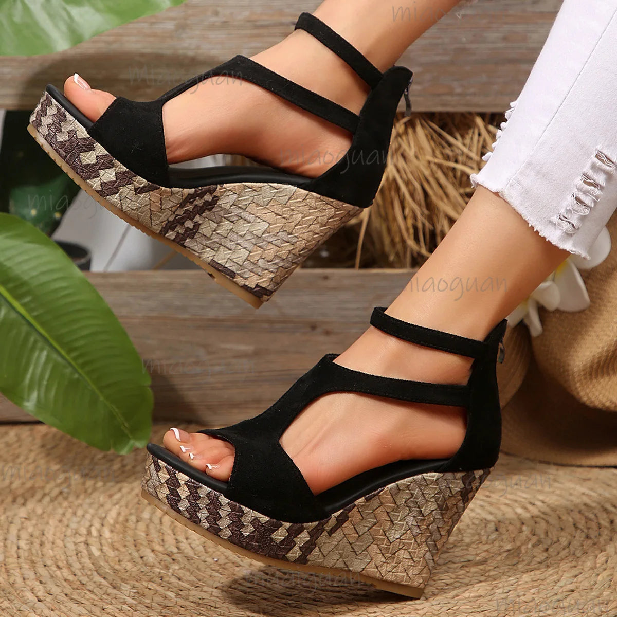 Bohemian Wedge Platform Sandals – Peep Toe Women's Shoes 35–43 Wedge Platform Sandals Axl