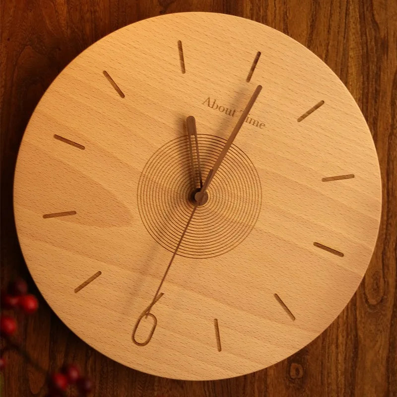 Wood Grain Silent Wall Clock – Nordic Minimalist 30cm Silent Wall Clock Axl Beech 12 Inch