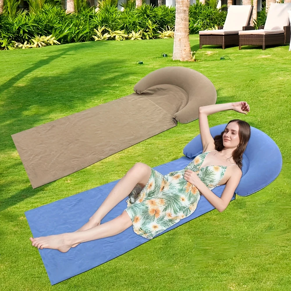 Sandproof Beach Mat with Inflatable Headrest | Camping Picnic Outdoor Beach Mat Axl