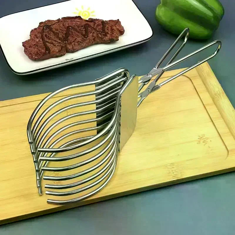 Stainless Steel Cutting Tongs – Meat, Bread & Cheese Slicer Kitchen Cutting Tongs Axl