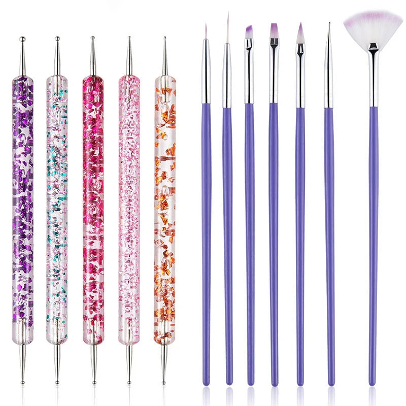 Nail Art Brush Set 8/12/20pc – Liner, Striping & Design Tools Nail Art Brushes Axl F