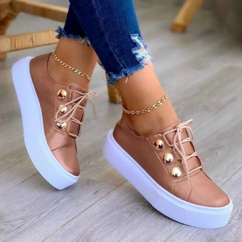 Women's Platform Wedge Sneakers – Lace-Up Casual Fashion Shoes Platform Wedge Sneakers Axl Rose gold 42