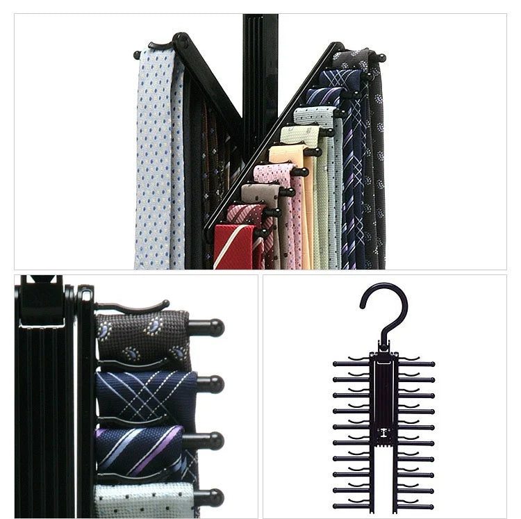 20-Row Tie & Belt Organizer Rack – 360° Rotating Closet Hook Closet Organizer Rack Axl