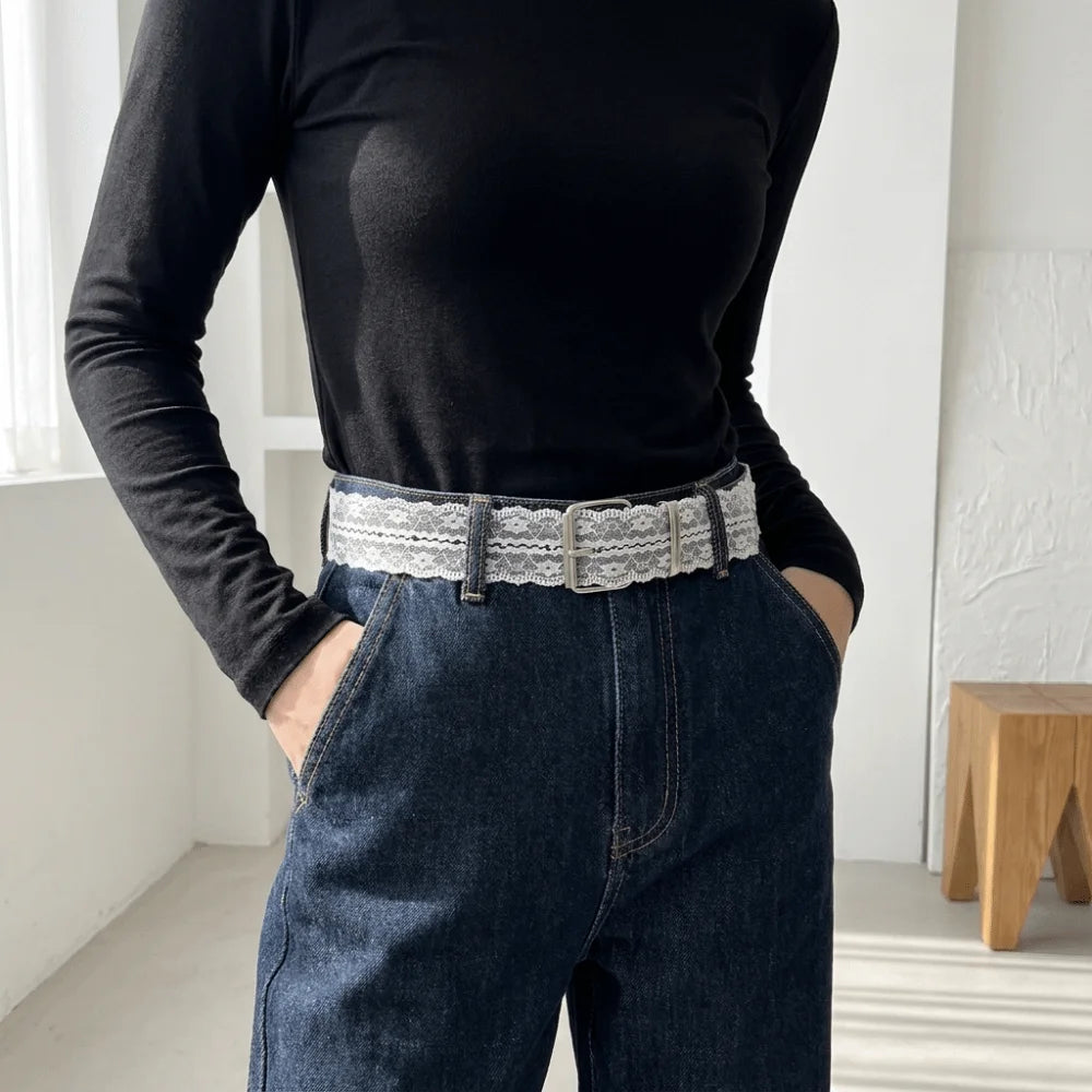 Floral Lace Waist Belt – Adjustable Y2K Korean Style Strap Lace Waist Belt Axl