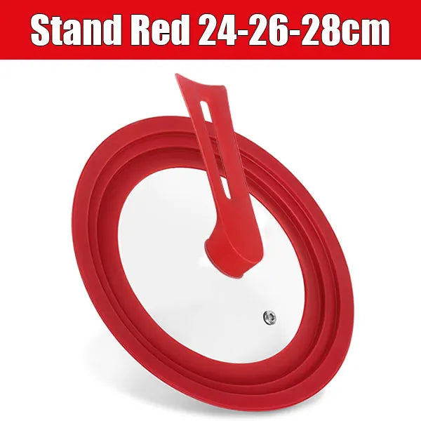Silicone Universal Pan Lid – Tempered Glass Cookware Cover Cookware Lid Axl Stand Red 24-26-28cm