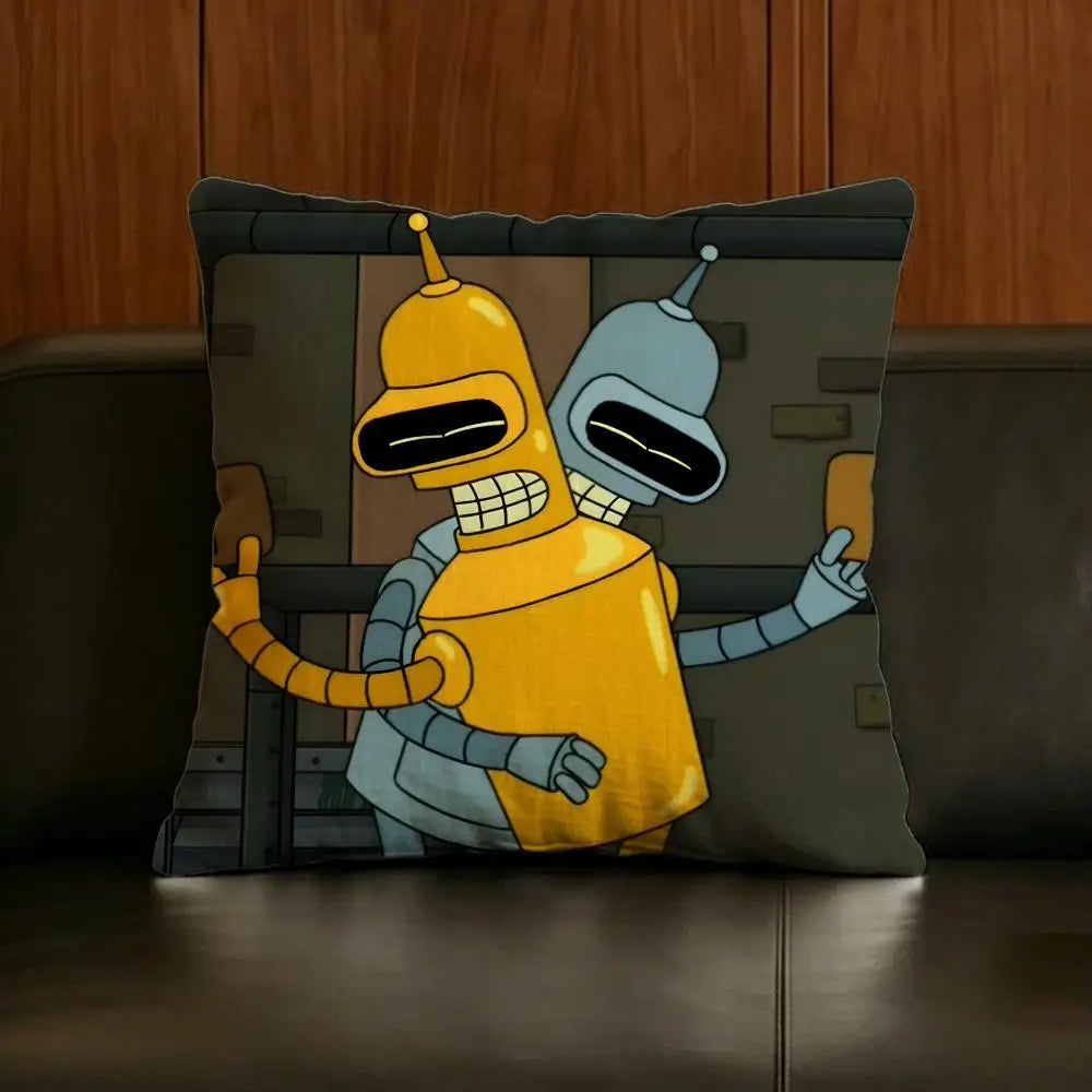 Futurama Bender Linen Cushion Cover | Sofa & Bedroom Decor Decorative Cushion Cover Axl White6 30X30cm