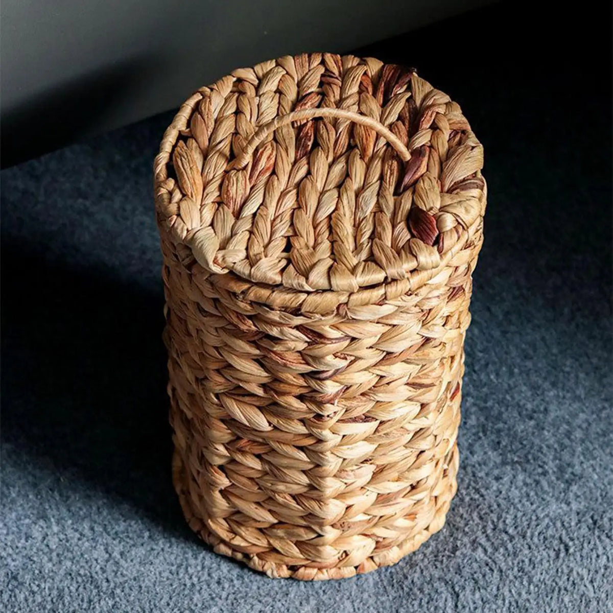 Woven Gourd Grass Waste Basket – Round Rattan Trash Can Woven Waste Basket Axl