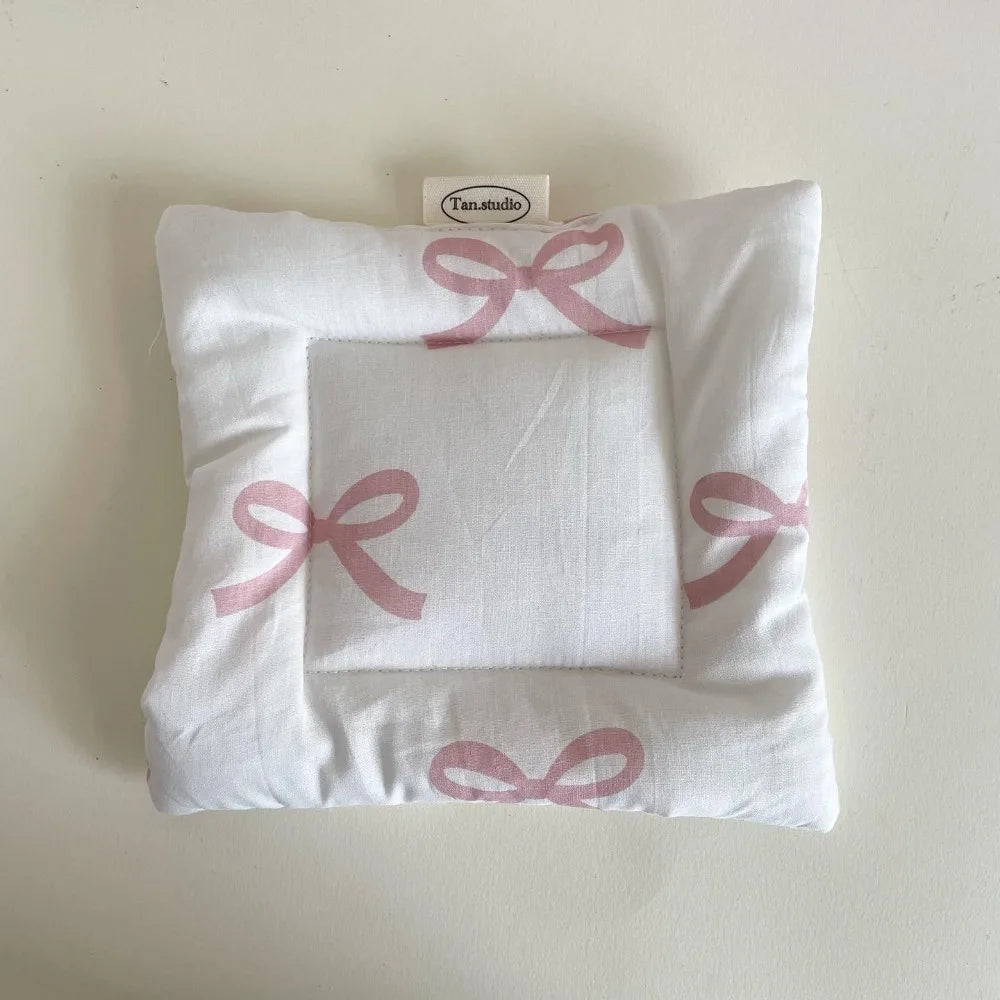 Korean Bow Cotton Coaster – Double-Sided Fabric Mat & Key Tray Cotton Coaster Mat Axl 4