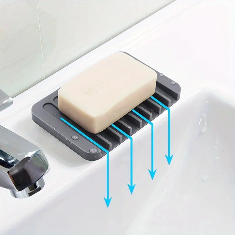 Silicone Soap Dish No Drill – Draining Non-Slip Soap Holder Soap Dish Axl